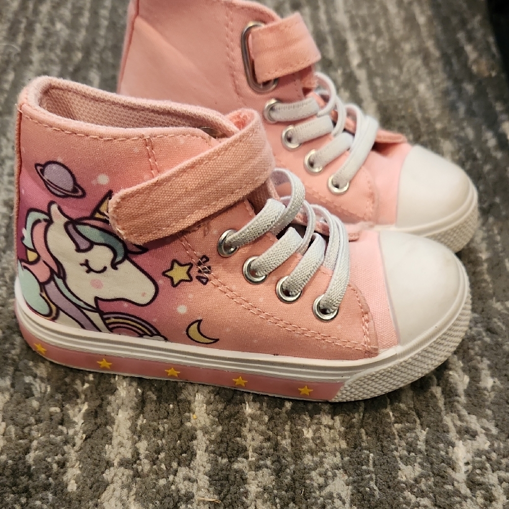 Pink Unicorn High-Top Kids Shoes